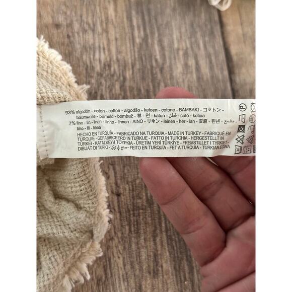 Zara Women's Cotton-Linen Blend Asymmetrical Woven Textured Blouse Size Small - Picture 5 of 6